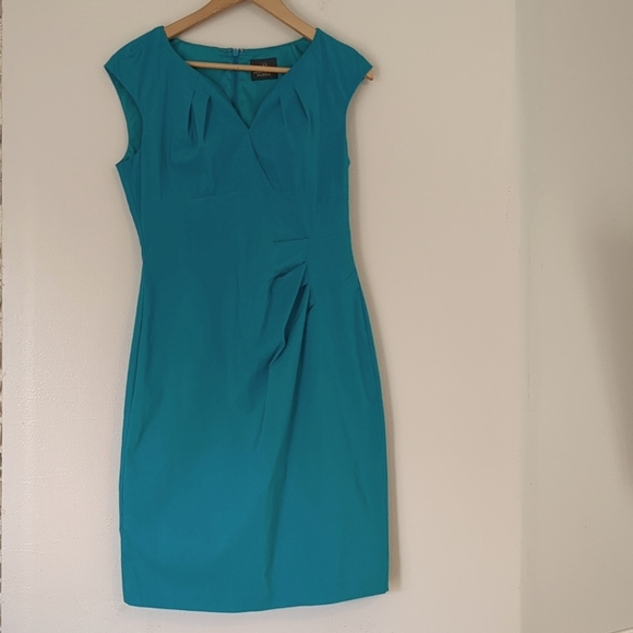Adrianna Papell Womens Size 8 Turquoise Dress Corpcore Wedding Summer - Picture 7 of 8